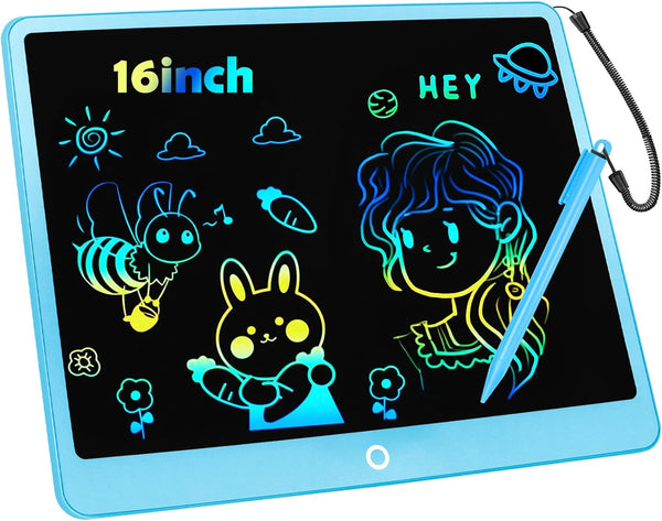 LCD Writing Tablet Doodle Board, 16inch Colorful Drawing Tablet, Kids Travel Essentials for 3-8 Year Olds