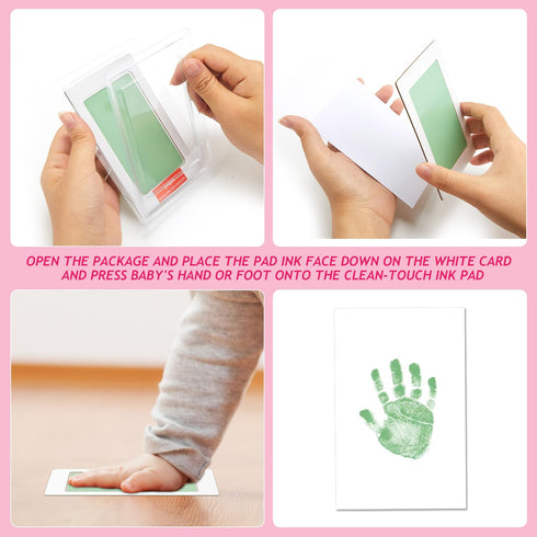 Outus 3 x 5 Inch Newborn Handprint and Footprint Kit, 4 Clean Touch Ink Pads, Pet Inkless Hand and Feet Stamp for Dogs