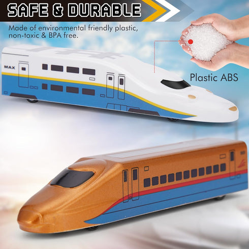 12 Crelloci Bullet Train Pull Back Toy High Speed City Train Modern Locomotives for Kids Toddle Boys - Bundle