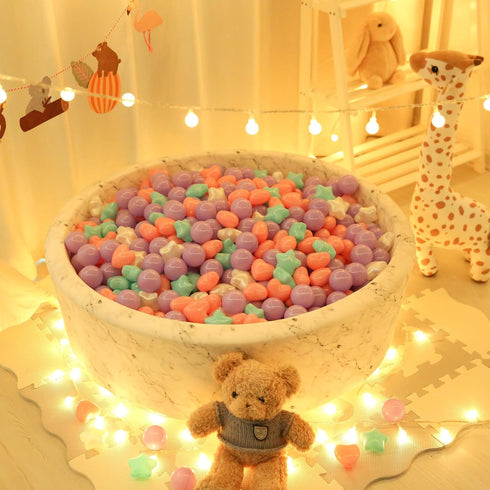 STARBOLO Ball Pit Balls for Kids, Mixed Star Heart Round Crush Proof Plastic Balls for Indoor Outdoor