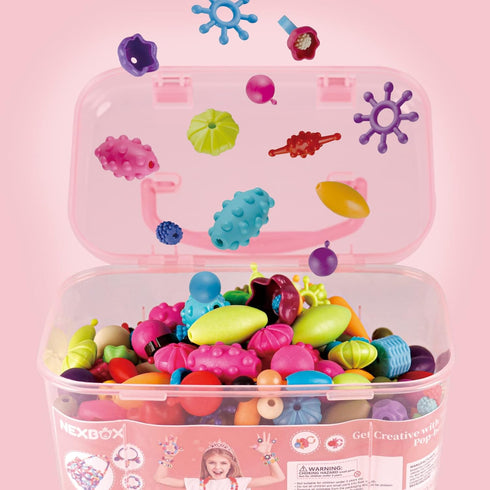 NEXBOX Girls Crafts Jewelry Making Kit for Toddlers - Pop Beads Toys Set for Kids Age 3-6, Birthday Gift Ideas