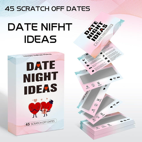 BleSky 45 Date Night Ideas Scratch Off Cards for Couple Games Romantic Couple Gifts for Him Her Valentines Day Gifts