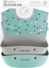 Bazzle Baby Silicone Bibs with Food Catcher - Waterproof 2-Pk, Rolls Up for Easy Travel and Storage
