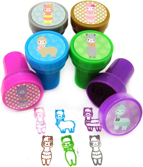 TINYMILLS 24 Pcs Llamas Alpaca Stampers – Assorted Self Ink Stamps for Kids, Llama Birthday Party Favors