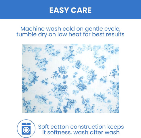 100% 47x47 Inches (Pack 4), Delta Children Cotton Muslin Baby Receiving Blankets for Girls and Boys of Blue Botanicals