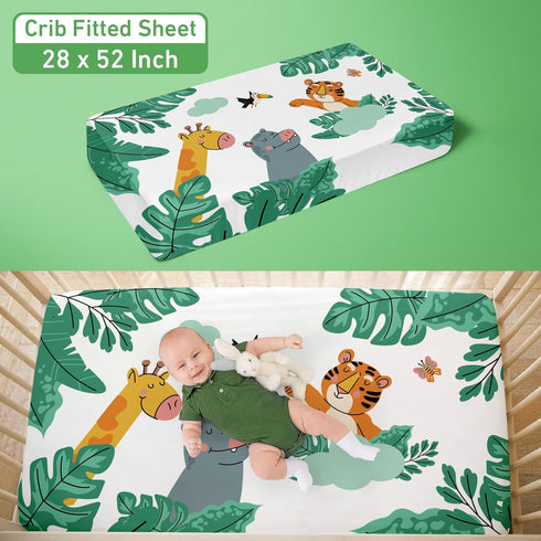 Set 3 Set Sets Baby Crib Bedding for Boys Girls: Pieces Safari Crib Bedding Including Blanket Crib Fitted Sheet