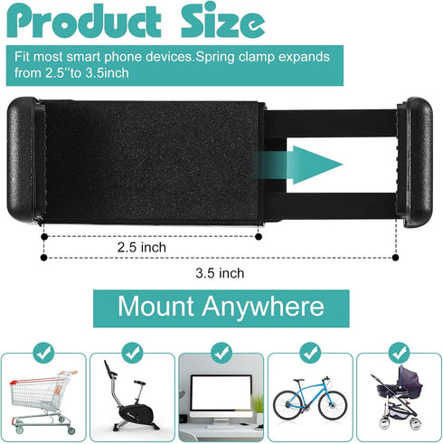 2 Pcs Stroller Phone Holder Portable Cell Phone Holder Stand Universal Stroller Accessories for Parent Baby Toddler Phone Clamp with Non Slip Silicone Arm Grip for Shopping Carts (Black) by Amylove