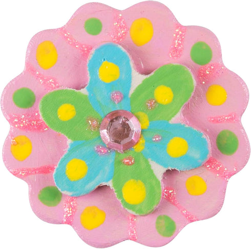 Melissa & Doug Created by Me! Flower Wooden Magnets Craft Kit - 4 Designs, 4 Paints, Stickers, Glitter Glue
