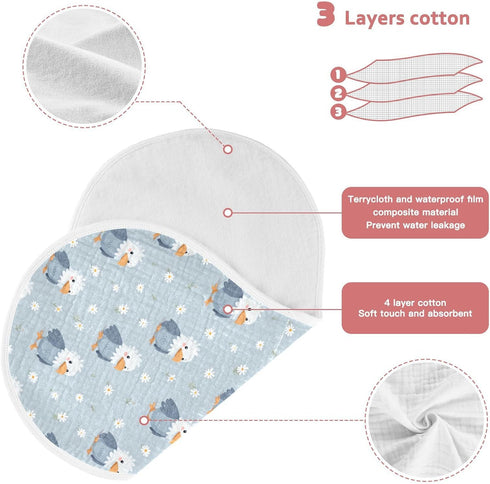 decor gift 4 Pack 22x11in Cotton Newborns Burp Cloths Good Absorbent? Cute Cartoon Nile Bird Blue wash rag for Newborns