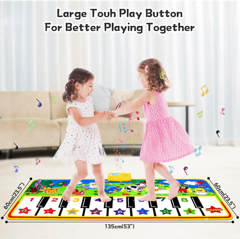 53" 23" 8 1 2 3 4 5 6 Piano Mat - x Musical Mat Animals Sounds Dance Mat for Kids Touch Play Dancing Mat Toy Gifts
