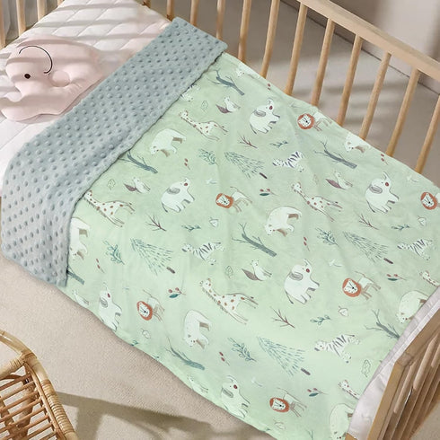 30 40 Inch BORITAR Baby Blanket for Boy Girls Soft Lightweight Minky Blanket with Double Layer Dotted Fleece Backing