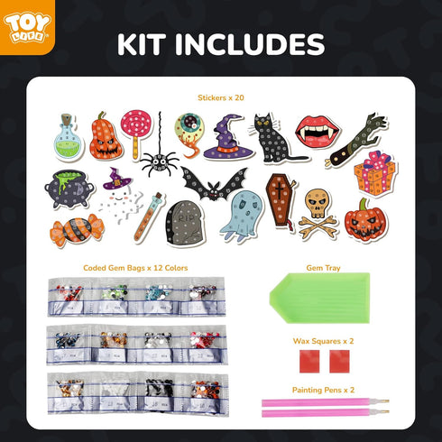TOY Life Diamond Painting Kit 20PCS Gem Art Stickers for Kids, Halloween Crafts for Girls 8-12, Birthday Gift Ideas