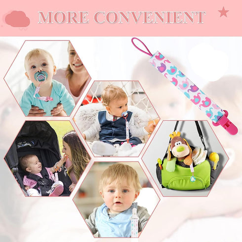 6 Pcs Baby Dummy Strap Clip Pacifier Holder Soother Chains Clips Fit All Soothers, Teething Toys for Boys and Girls