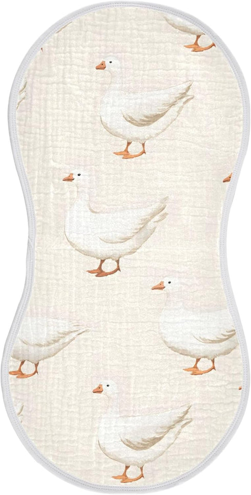 White Geese Muslin Baby Burp Cloths Set of 1, Super Soft &