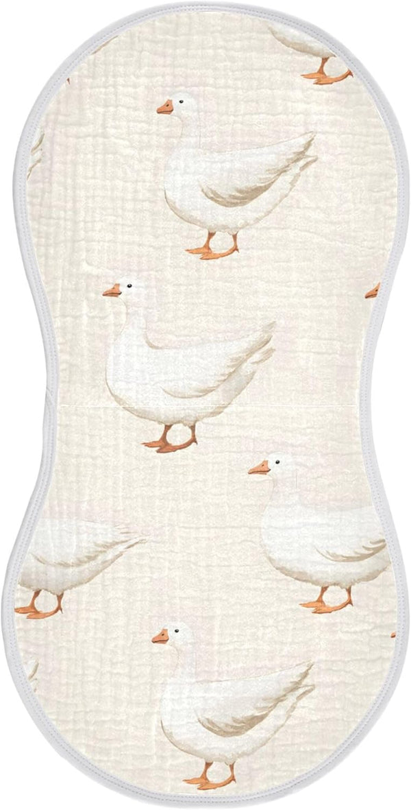 White Geese Muslin Baby Burp Cloths Set of 1, Super Soft &