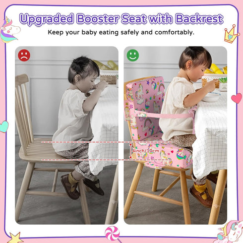 Vahlbeste 4 Booster Seat for Kitchen Chair with Backrest & Adjustable Straps, TPU Waterproof & Anti-Scratch Toddler