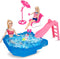 BETTINA Pool Playset with Glam Pool, Slide, Beach Chair, Umbrella, Dog for 12 Inch Dolls