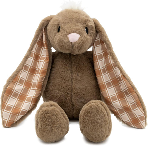 Plushible 18" Brown Easter Bunny Stuffed Animal, Soft Embroidered Plush Toy for Kids, Cuddly Bunny for Newborns