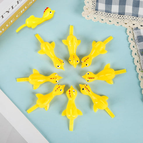 TEESSUE 40 Pcs Flying Chicken Slingshot Party Favors for Kids Adults, Bulk Gag Goodie Bags Stuffers for Kids, Rubber