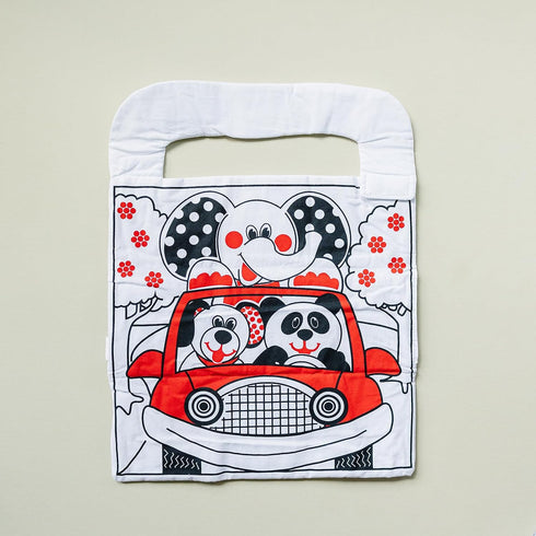 Car Toys for Babies - Infant Car Seat Toy with High Contrast Colors, Reversible Design, Baby Safe Mirror and Storage