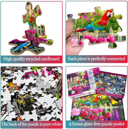500 Piece Jigsaw Puzzle for Adults, Flowers & Birds Puzzles, Finished Size 19.3" x 13.7"