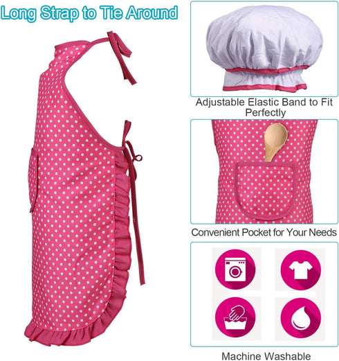 Set, Juboury Kitchen Pretend Play Toys with Stainless Steel Cookware Pots and Pans Cooking Utensils, Apron & Chef Hat