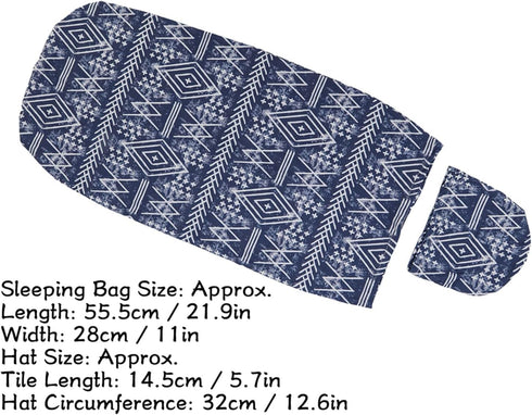 Baby Sleeping Bag, Swaddle Sack Soft Elastic Anti Startle Baby Swaddle Blanket Hat Set Newborn Wrap Baby Hat Set for 0 to 3 Months Baby Bear Navy Blue Stripes by VGEBY