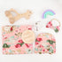 Set DRESHOW BQUBO Baby Girl Newborn Receiving Blanket with Bow Hat Headband Wooden Birth Announcement Card Baby Floral