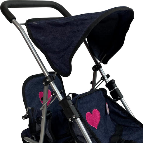 The New York Doll Collection First Twin Stroller - Cutest Heart Design Baby Strollers Great Toy Gift for Toddlers