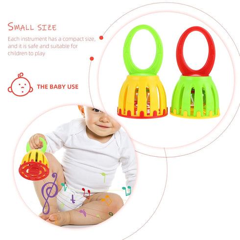 Handheld Jingle Ring Sleigh Bells: 2Pcs Cartoon Handbell Rattle, Luminous Musical Instrument for Kids