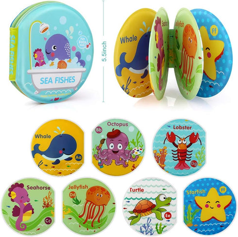 Baby Bath Toys, Nontoxic Bath Books for Babies Bath Time, Bathtub Toys for Toddlers 6 to 18 Months, Soft Educational