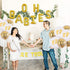 JOYMEMO Twins Baby Shower Decorations Set, Gold Theme, Double Trouble Banner, OH BABIES Balloons