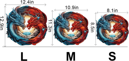 WOODBESTS Yin-Yang Dragon Wooden Puzzle for Adults, 300pcs in Beautiful Wooden Box