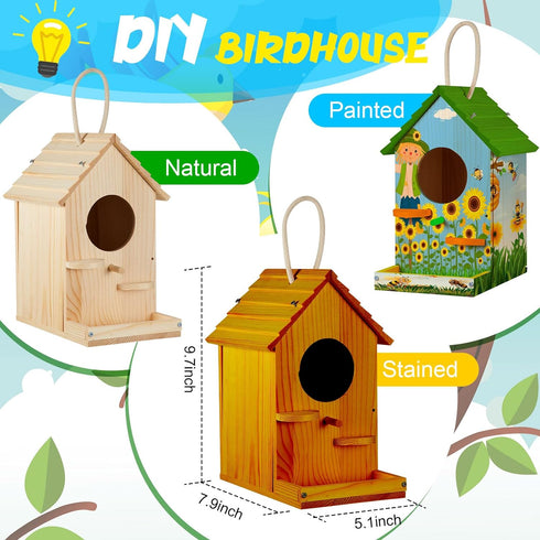 2 Pack 3-5 4-8 8-12 Liliful Birdhouse Kit, DIY Wooden Crafts for Kids and Adults, Bird House with Paint and Brushes