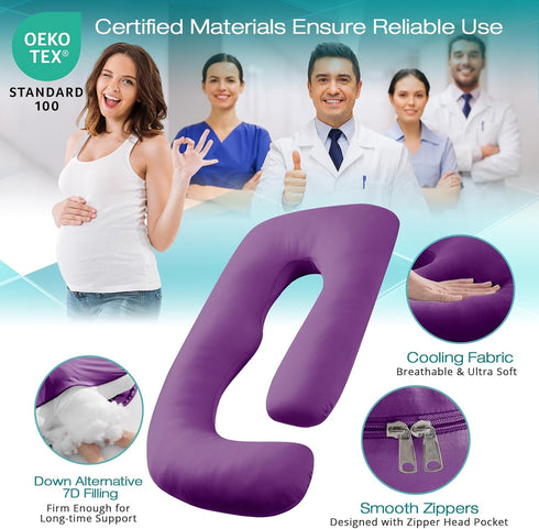 Sasttie Pregnancy Pillows for Sleeping, U Shaped Cooling Full Body Pillow with Removable Cover, Pregnant Women Must