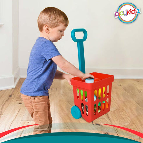 Set, Set, 3+ Playkidz Toy Shopping Cart Play Plastic Food Toys, Interactive Play Learning Resources & Pretend Play Fun