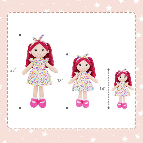June Garden 18" Snuggle Cuties Sophie - Huggable Pink Plush Doll Gift for Girls - Soft Cuddly Rag Doll