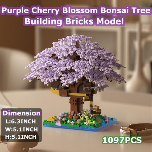 2 (2201 Beego Bonsai Tree Cherry Blossom Building Toy Not Compatible with Lego, Japanese Sakura Pink&Purple Flower