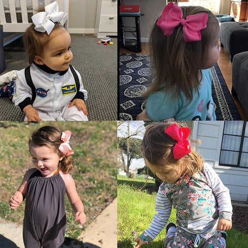 WillingTee 40colors 4.5" Hair Bows for Girls, Grosgrain Ribbon Big Hair Bows with Alligator Clips for Kids