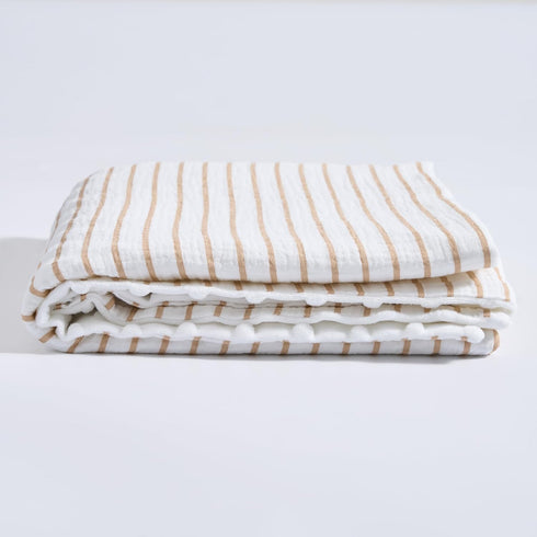 Meracorallo Baby Blankets for Unisex Boys and Girls, Super Soft Nursery Bed Blankets, Printed Throw Blanket with Muslin Cotton Front and Minky Dotted Fleece Backing, 30" x 40", Neutral Stripe by Meracorallo