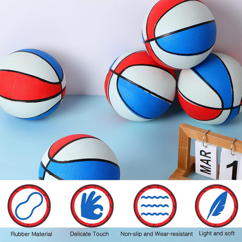Lenwen Vinsot 6 Pack Mini Basketballs with Pump, 6 Inch Set for Small Hoops Basketball Game