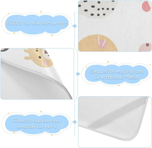 SyXIOP 28" 52" Cartoon Cute Animal Face Cooling Baby Fitted Crib Mattress x Breathable Padded Crib for Kids, Adult