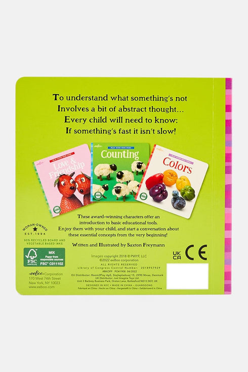 eeBoo: Play with Your Food Opposites Board Book by Saxton Freeman, Offers an Introduction to Opposites, enjoy with your Child, Educational Book to Stimulate Learning, Perfect for Children of All Ages