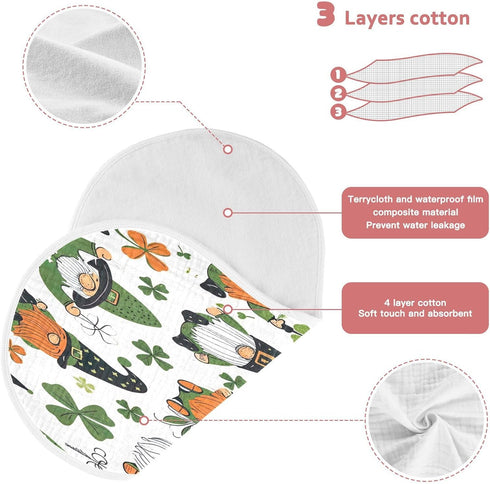 YETTASBIN St. Patrick's Day Gnome Muslin Baby Burp Cloth, Super Soft Absorbent Cotton Burp Rag Baby Bibs Feeding Cloth