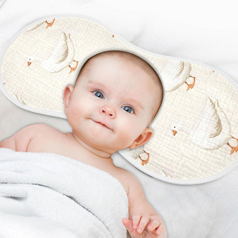 Set 1, White Geese Muslin Baby Burp Cloths of Super Soft & Absorbent Burping Rags, Cotton Burp Clothes Shower Gift