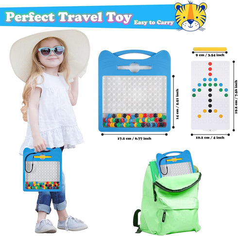 Magnetic Drawing Board for Kids - Toddler Magnet Doodle Board with Beads and 2 Pens, Airplane Car Travel Activities