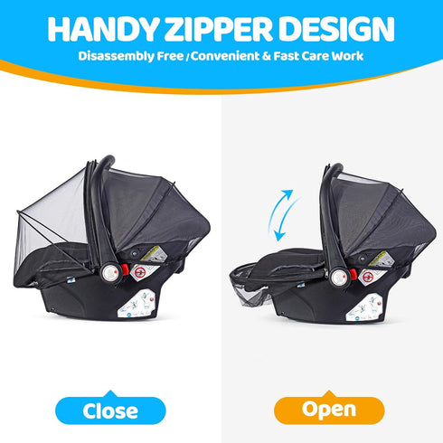 Orzbow Mosquito Net for Baby Car Seats, Universal & Breathable Insect Mesh Net, Black, Suitable for Summer