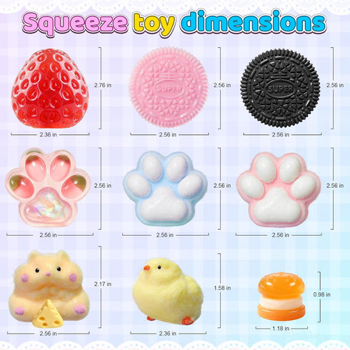 22PCS Pack, Set (8 14 Squishy Adorable Squeeze Toys ,Fidget Toys Kit for Kids and Adults, Perfect for Classrooms