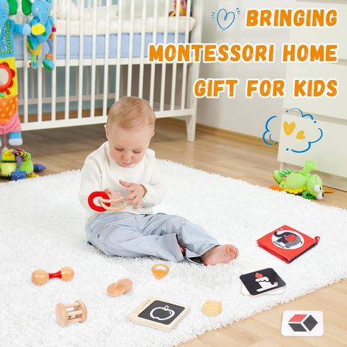 3-4 Baby,8 1 Adena Montessori Play Kit for Months in Wooden Learning Educational Toys for Toddler,Include Framed Mirror