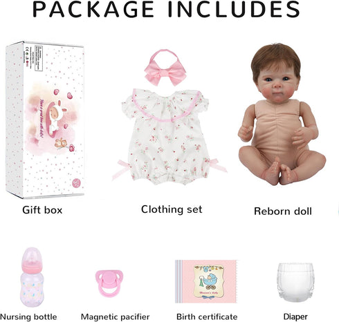 Reborn Baby Dolls Bettie - 18 inch Realistic Newborn Baby Girl, Lifelike Face, Gift for Kids Age 3+